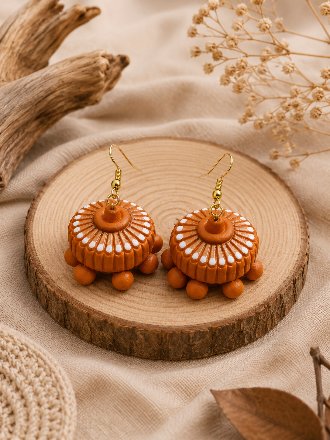 Amber Dome Handcrafted Terracotta Hanging Jhumka Jewellery