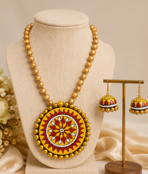 yellow terracotta jewellery set