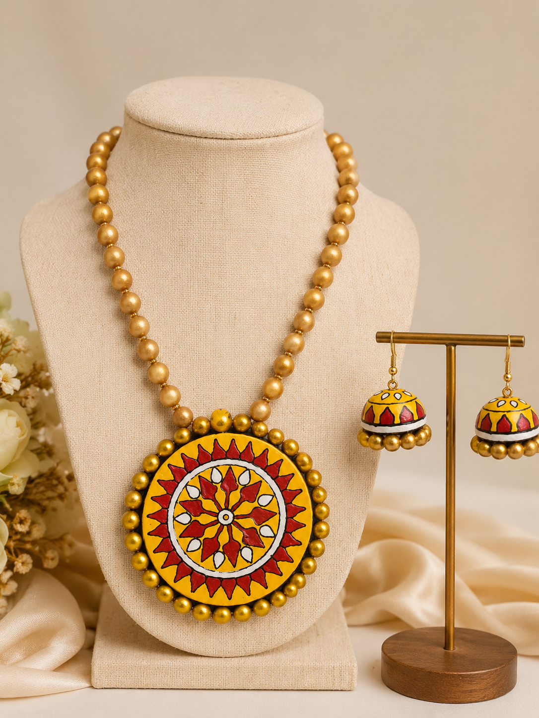 yellow terracotta jewellery set