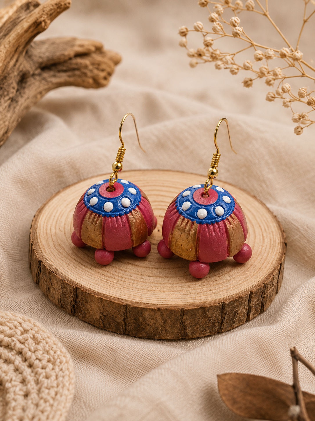 Azure Terracotta Jhumka Hanging Jewellery