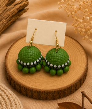 Emerald Dome Terracotta Jhumka Hanging Jewellery
