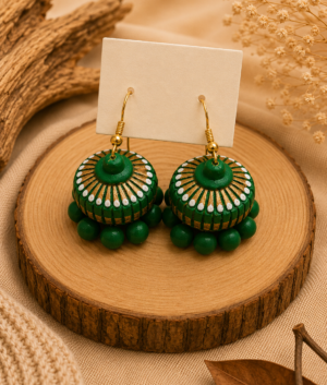 emerald terracotta jhumka hanging