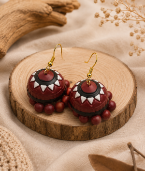 Maroon Moon Terracotta hanging Jhumka