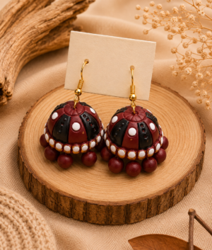 Maroon Pearl Terracotta Jhumka