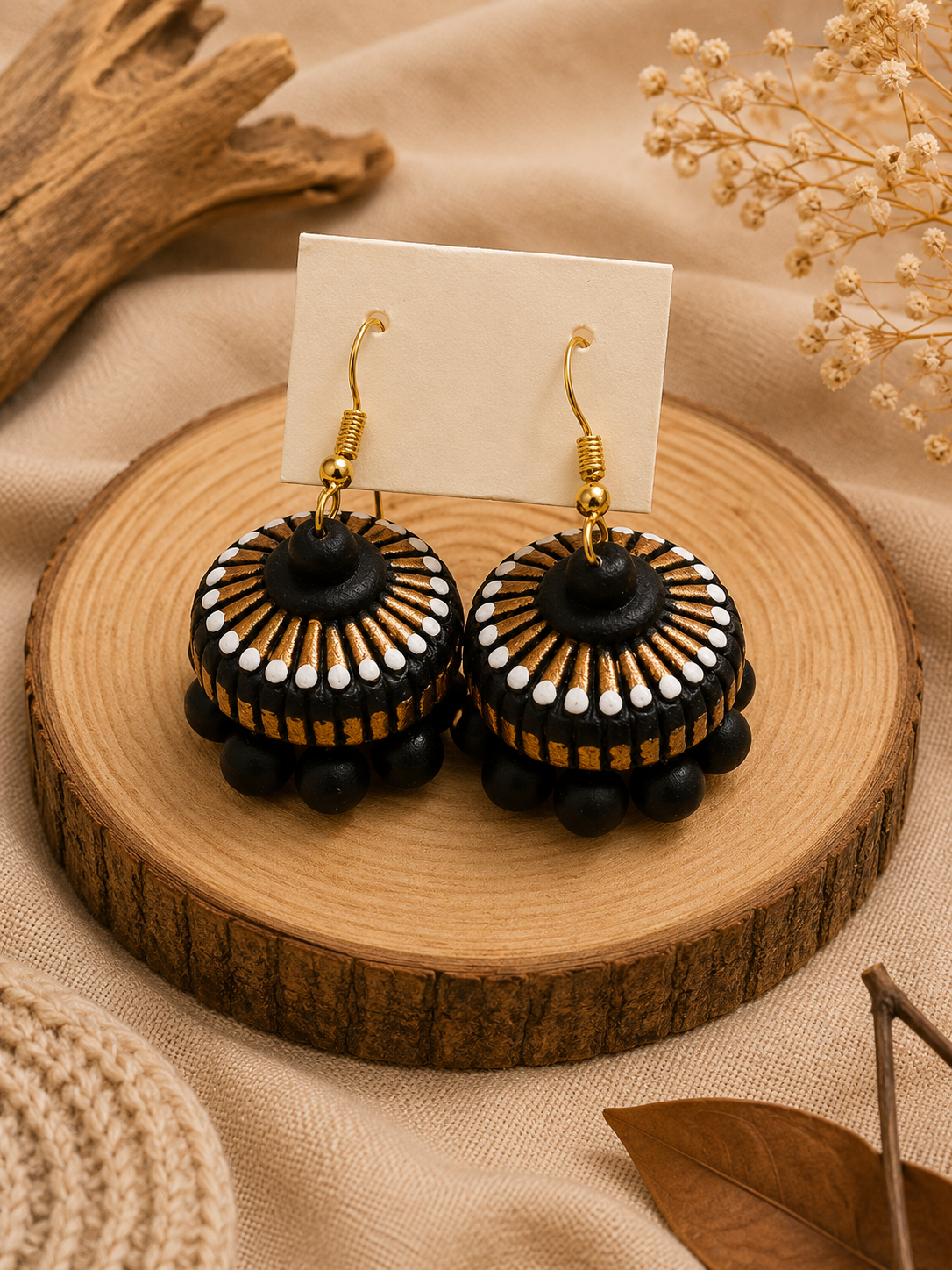 Midnight Sunburst Terracotta Jhumka