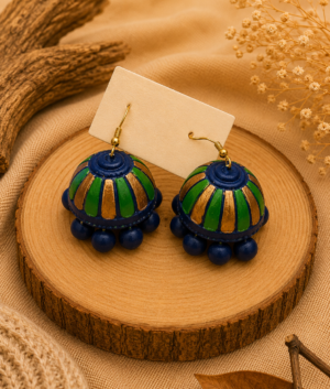 Peacock Fiesta Handmade Terracotta Hanging Jhumka