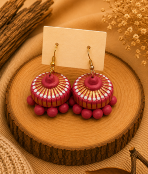Pink Royale Handmade Terracotta Hanging Jhumka