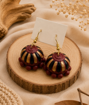 Plum Dome Handmade Terracotta Hanging Jhumka
