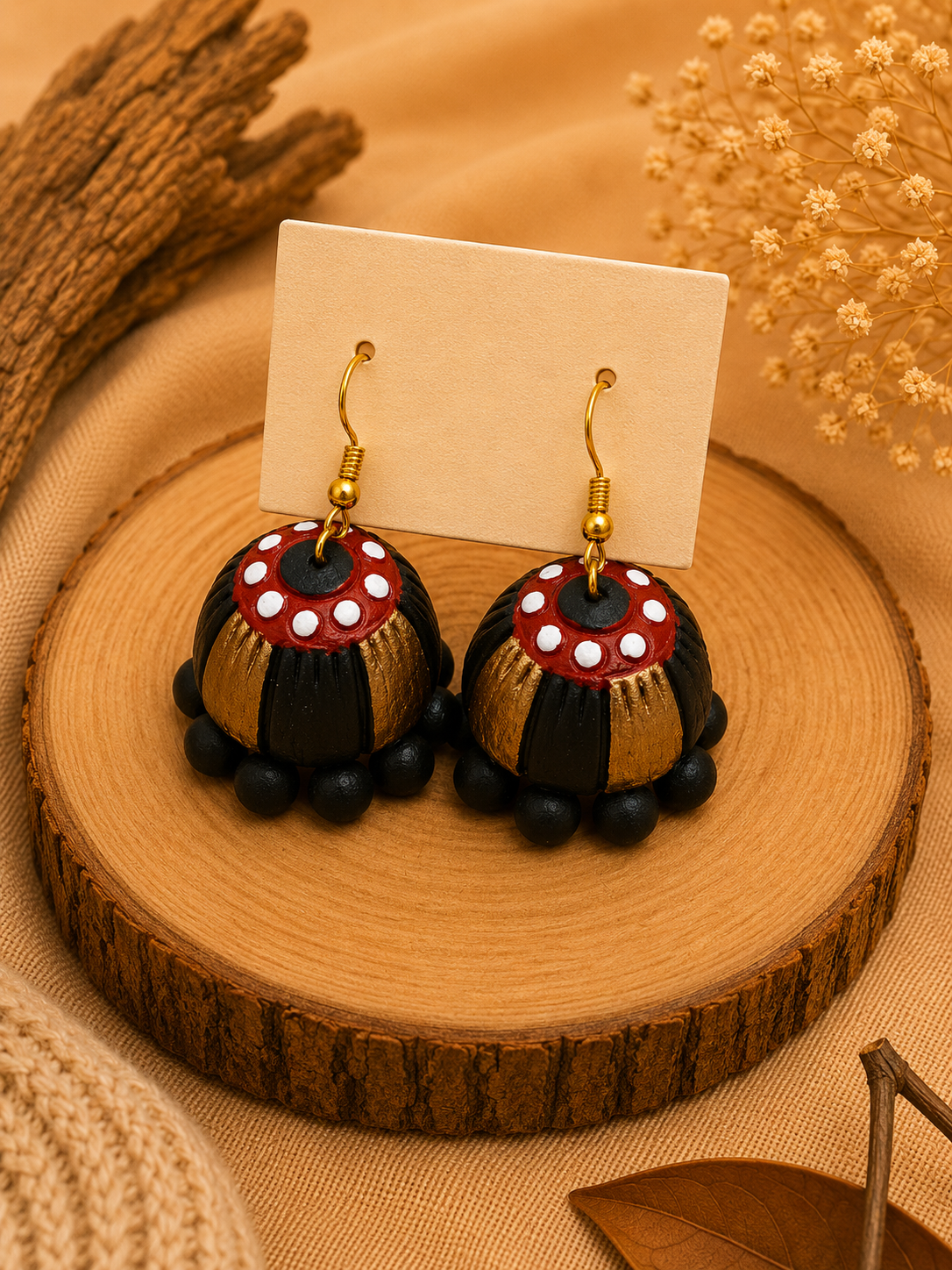 Ruby Royal Handmade Terracotta Hanging Jhumka