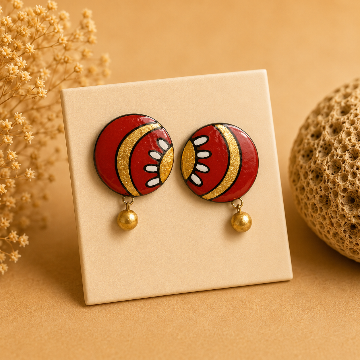 scarlet terracotta jewellery studs