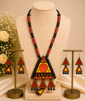 geometric terracotta jewellery set