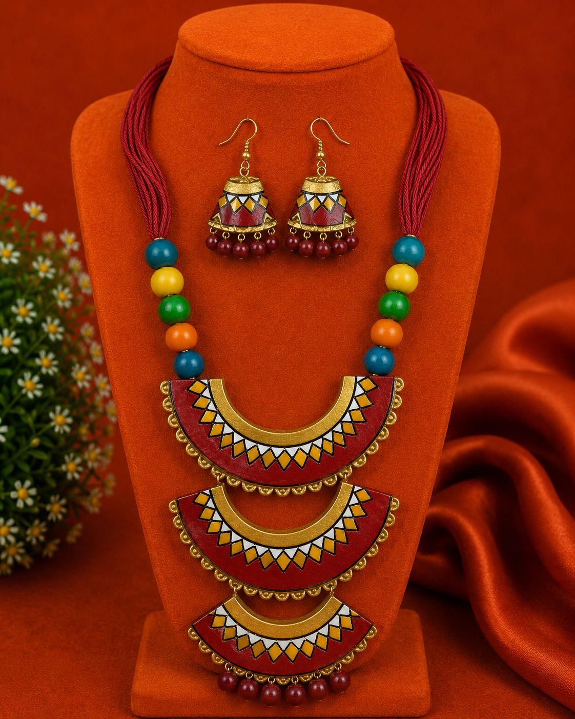 red terracotta jewellery set
