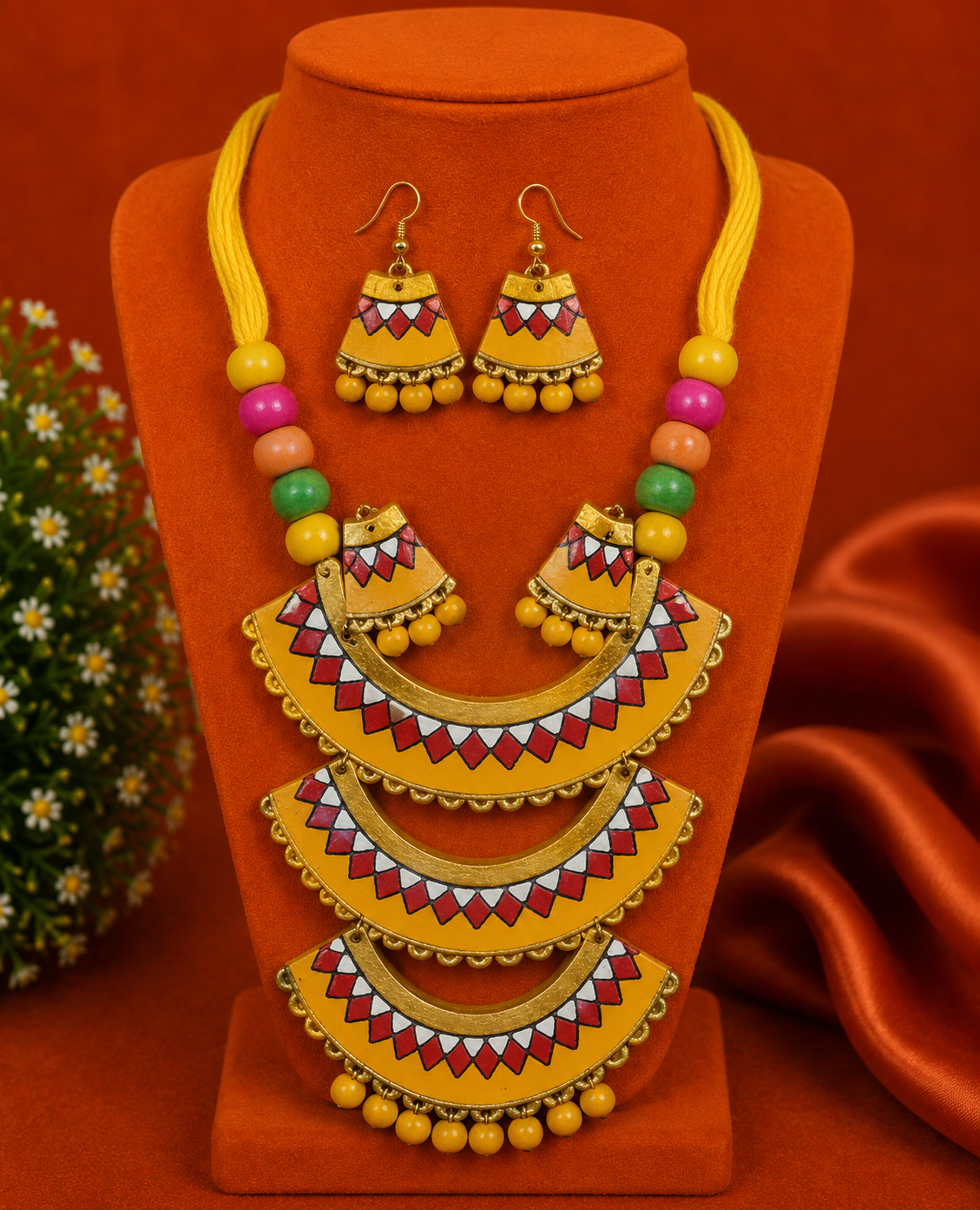 Yellow terracotta jewellery set