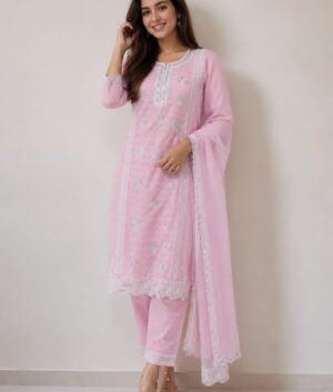 Baby Pink Fully Embroidered Punjabi Suit Set