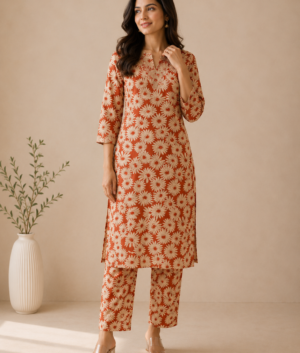 Brick cord set with floral print