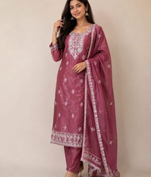 Maroon Fully Embroidered Pakistani Suit with Zarkan Work