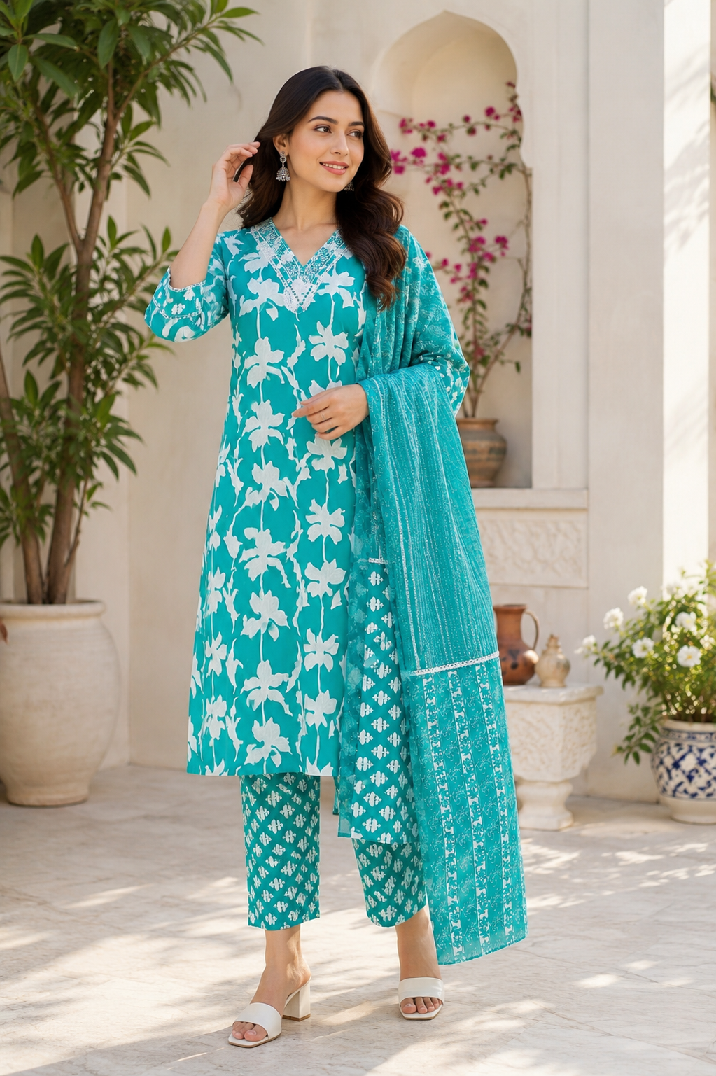 Ocean-green-pure-cotton-suit