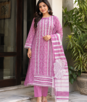 Pure Muslin Hot Pink Suit Set
